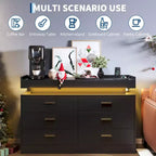 Commode à 6 tiroirs, pour placard, avec lumières LED flottantes et station de charge, armoire de rangement pour chambre à coucher, salon, 120 cm de large