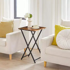 Table de service pliante pour télévision, table d'appoint portable en bois pour canapé, table d'appoint industrielle pour petits espaces – Gain de place, installation et pliage faciles