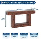 Console étroite à 2 niveaux de 160 cm avec station de charge, table de canapé en bois pour entrée, foyer ou salon, rangement derrière le canapé